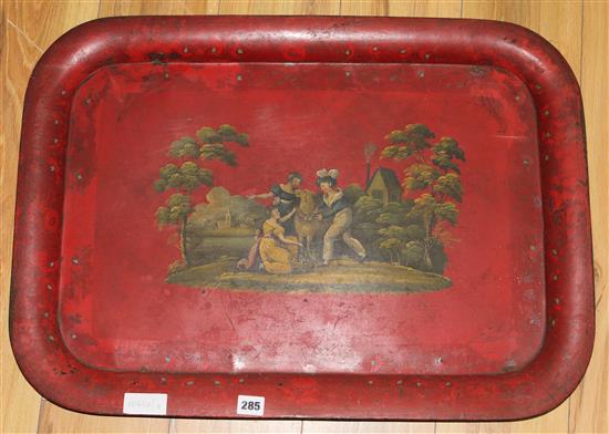 A 19th century red toleware tray